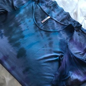 BEAUTIFUL BLUE TIE DYE COLD SHOULDER FLOWY DRESS